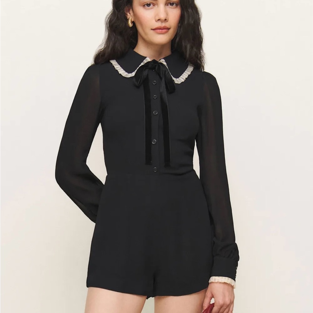 Reformation Frederica Romper Black - Size 4